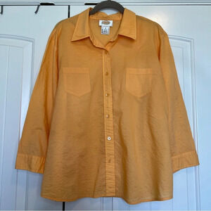 Talbots orange 3/4 sleeve button down shirt, XL